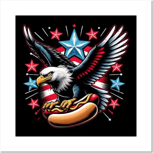 4th of july men women Hot Dogs And Freedom Patriotic Posters and Art